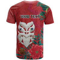 Maori Wheku Meri Kirihimete Personalised T Shirt All Red Indigenous Maori Motif LT9 - Polynesian Pride