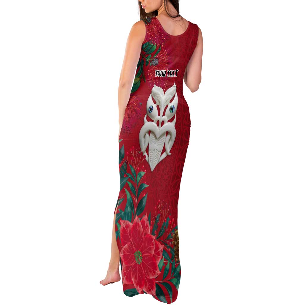 Maori Wheku Meri Kirihimete Personalised Tank Maxi Dress All Red Indigenous Maori Motif LT9 - Polynesian Pride