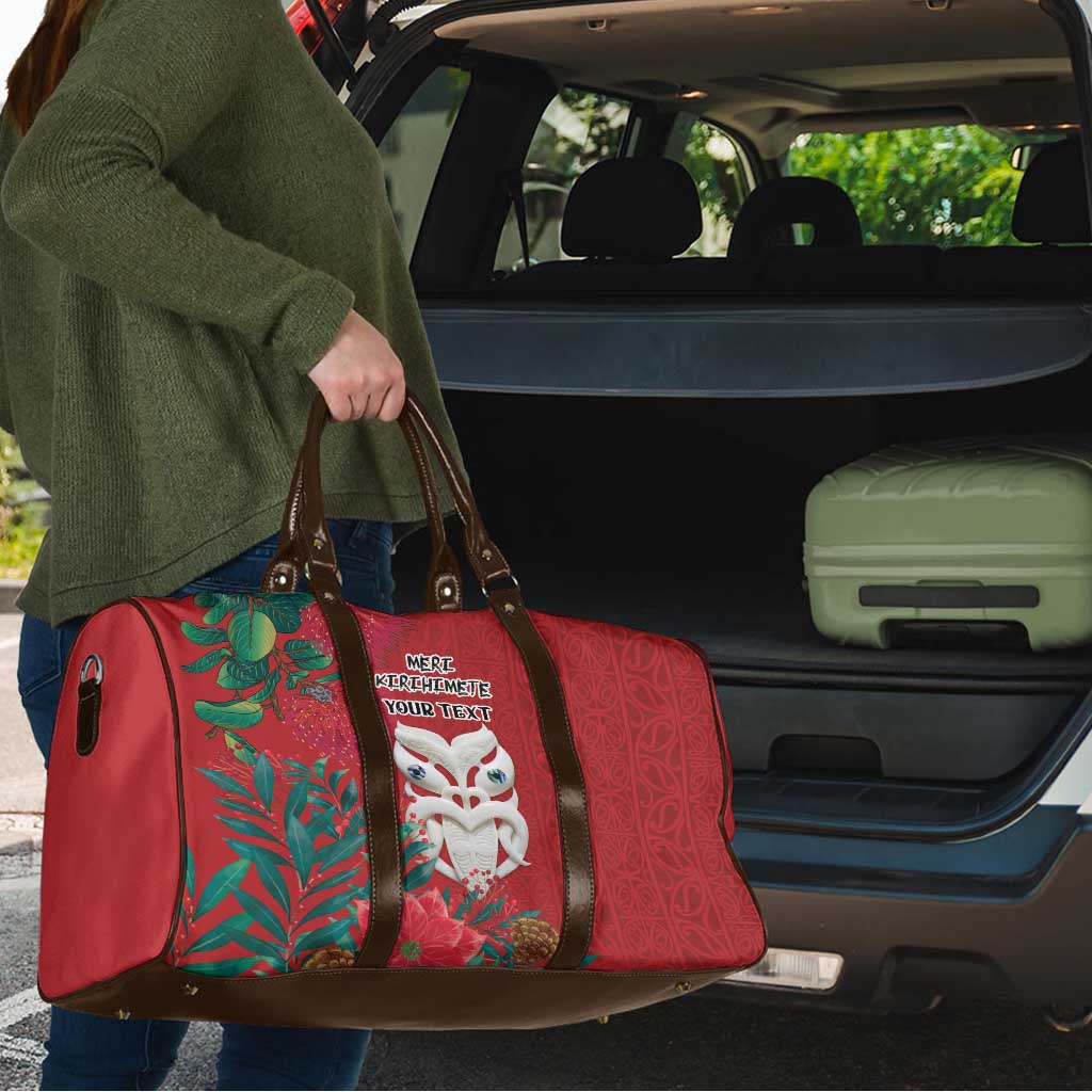 Maori Wheku Meri Kirihimete Personalised Travel Bag All Red Indigenous Maori Motif LT9 - Polynesian Pride