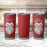 Maori Wheku Meri Kirihimete Personalised Tumbler Cup All Red Indigenous Maori Motif LT9 - Polynesian Pride