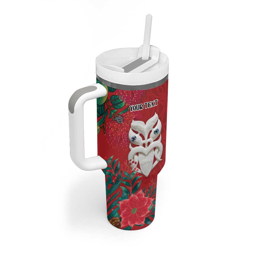 Maori Wheku Meri Kirihimete Personalised Tumbler With Handle All Red Indigenous Maori Motif LT9 - Polynesian Pride
