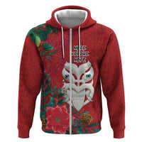 Maori Wheku Meri Kirihimete Personalised Zip Hoodie All Red Indigenous Maori Motif LT9 Zip Hoodie Red - Polynesian Pride
