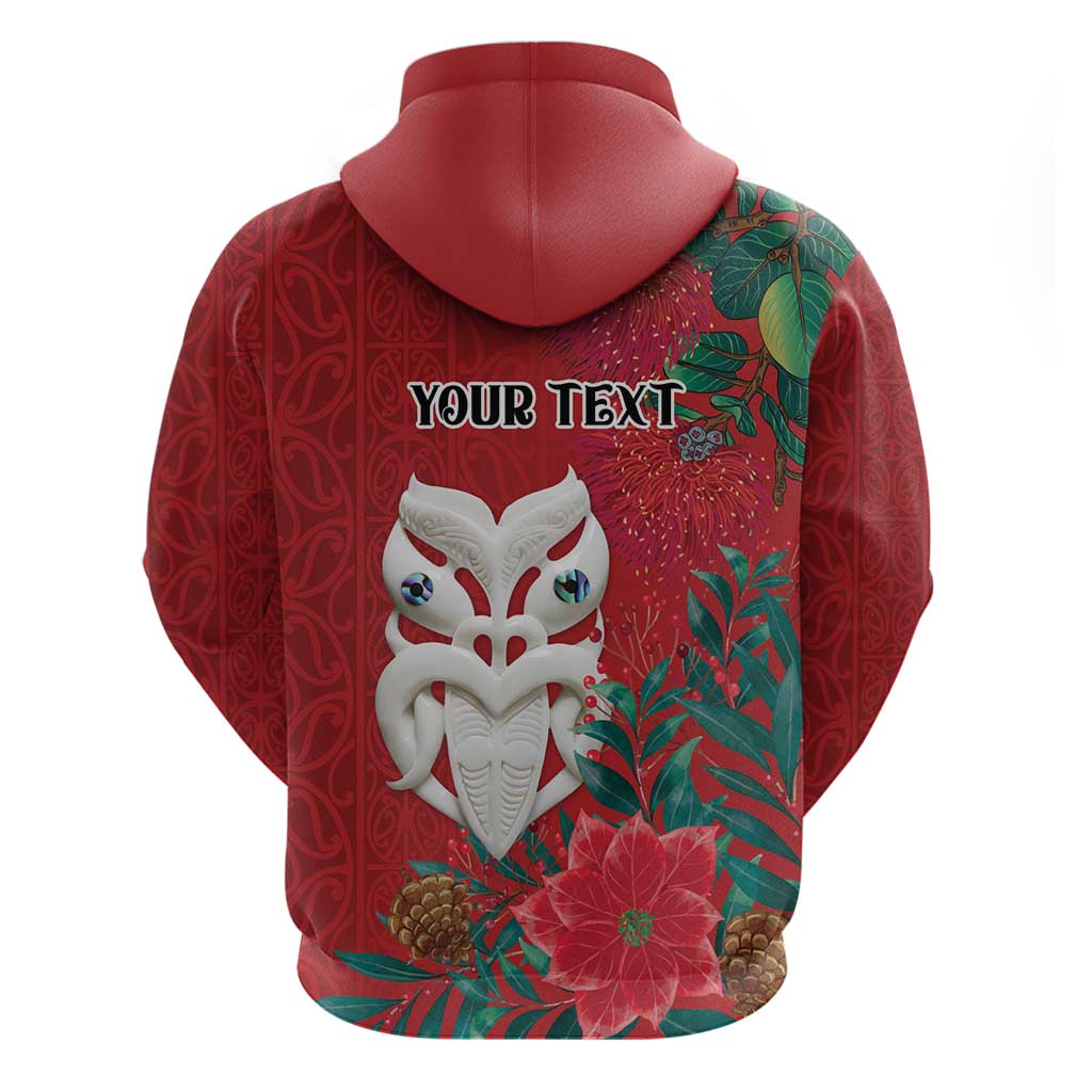 Maori Wheku Meri Kirihimete Personalised Zip Hoodie All Red Indigenous Maori Motif LT9 - Polynesian Pride