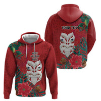 Maori Wheku Meri Kirihimete Personalised Zip Hoodie All Red Indigenous Maori Motif LT9 - Polynesian Pride