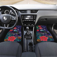 Tui Meri Kirihimete Personalised Car Mats Pohutukawa Flowers Blue Motif - Polynesian Pride