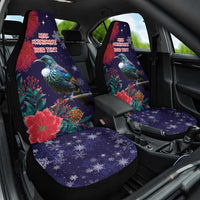 Tui Meri Kirihimete Personalised Car Seat Cover Pohutukawa Flowers Blue Motif LT9 One Size Blue - Polynesian Pride
