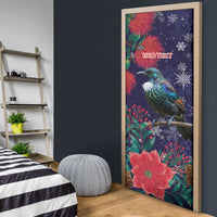 Tui Meri Kirihimete Personalised Door Cover Pohutukawa Flowers Blue Motif LT9 - Polynesian Pride