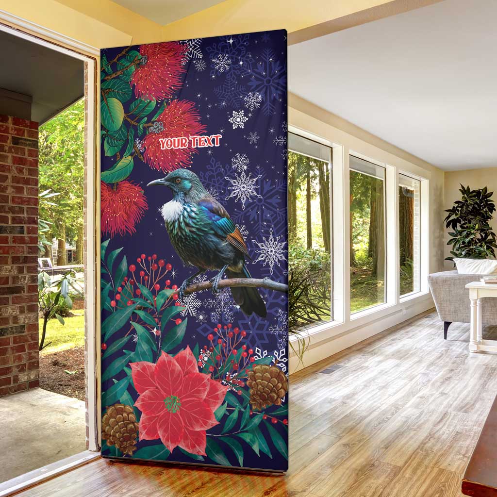 Tui Meri Kirihimete Personalised Door Cover Pohutukawa Flowers Blue Motif LT9 - Polynesian Pride