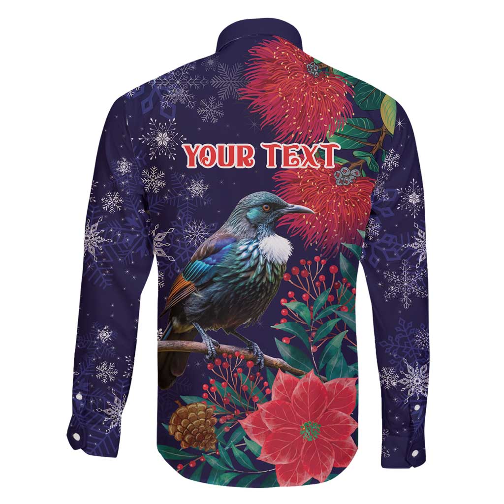 Tui Meri Kirihimete Personalised Family Matching Puletasi and Hawaiian Shirt Pohutukawa Flowers Blue Motif LT9 - Polynesian Pride