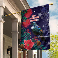 Tui Meri Kirihimete Personalised Garden Flag Pohutukawa Flowers Blue Motif LT9 House Flag Blue - Polynesian Pride