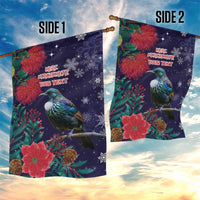 Tui Meri Kirihimete Personalised Garden Flag Pohutukawa Flowers Blue Motif LT9 - Polynesian Pride