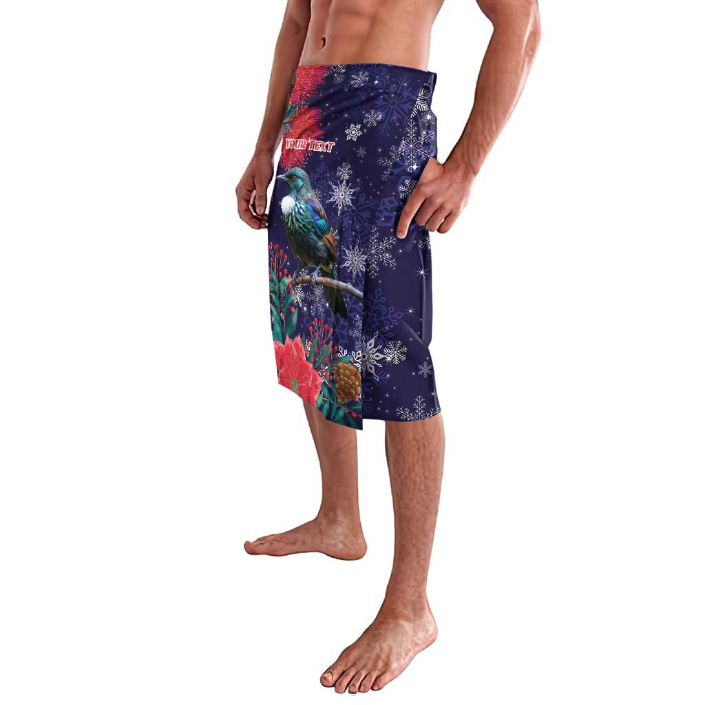 Tui Meri Kirihimete Personalised Lavalava Pohutukawa Flowers Blue Motif - Polynesian Pride