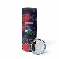 Tui Meri Kirihimete Personalised Skinny Tumbler Pohutukawa Flowers Blue Motif LT9 - Polynesian Pride