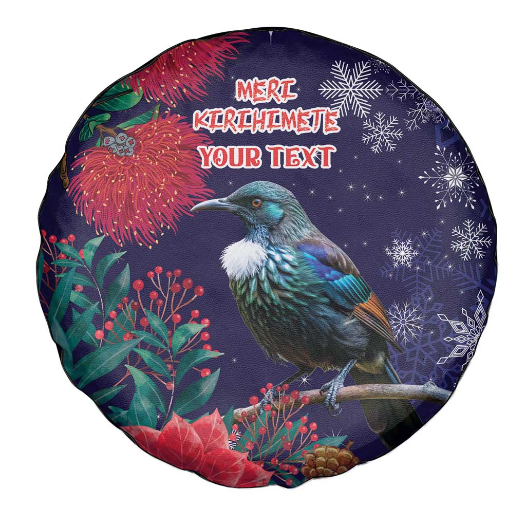 Tui Meri Kirihimete Personalised Spare Tire Cover Pohutukawa Flowers Blue Motif LT9 - Polynesian Pride