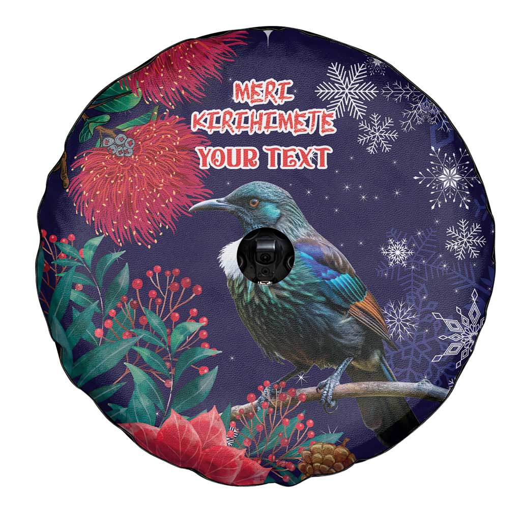 Tui Meri Kirihimete Personalised Spare Tire Cover Pohutukawa Flowers Blue Motif LT9 - Polynesian Pride