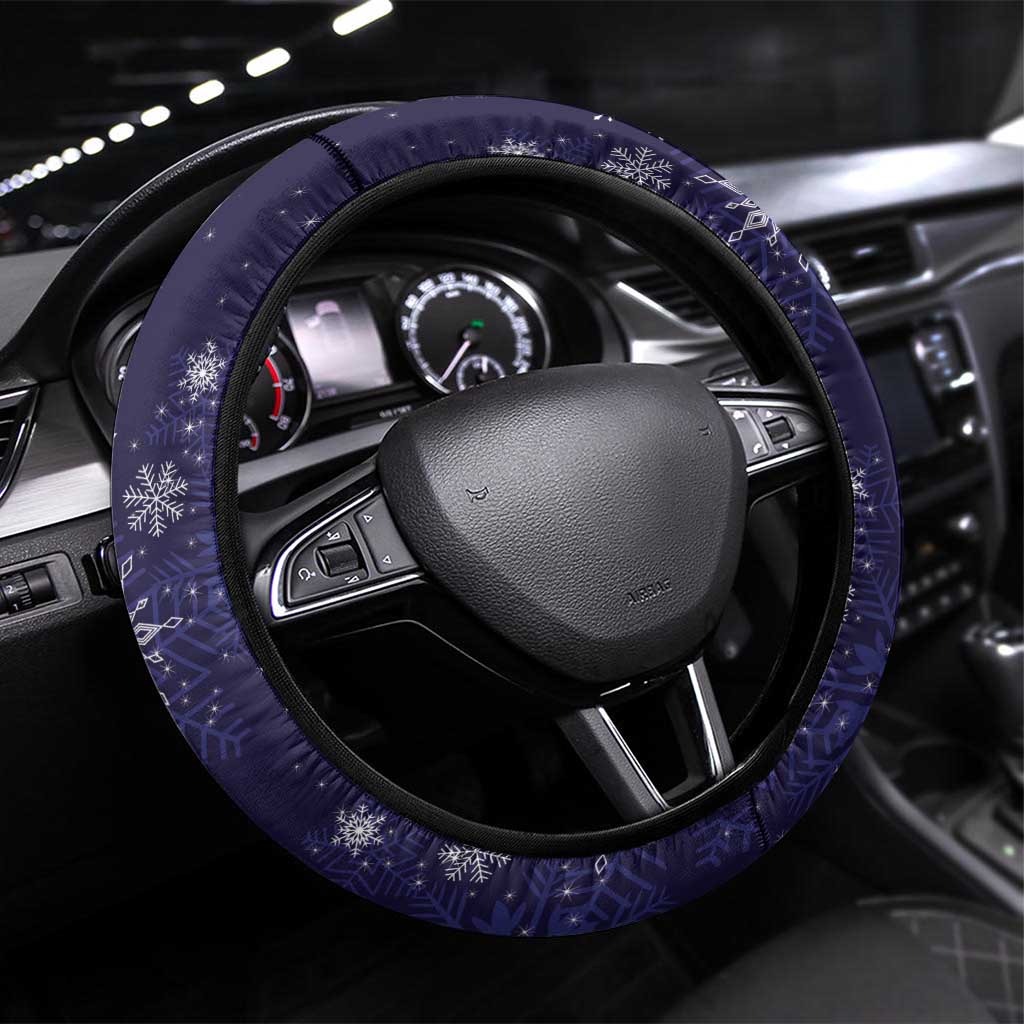Tui Meri Kirihimete Steering Wheel Cover Pohutukawa Flowers Blue Motif - Polynesian Pride