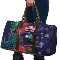 Tui Meri Kirihimete Personalised Travel Bag Pohutukawa Flowers Blue Motif LT9 - Polynesian Pride