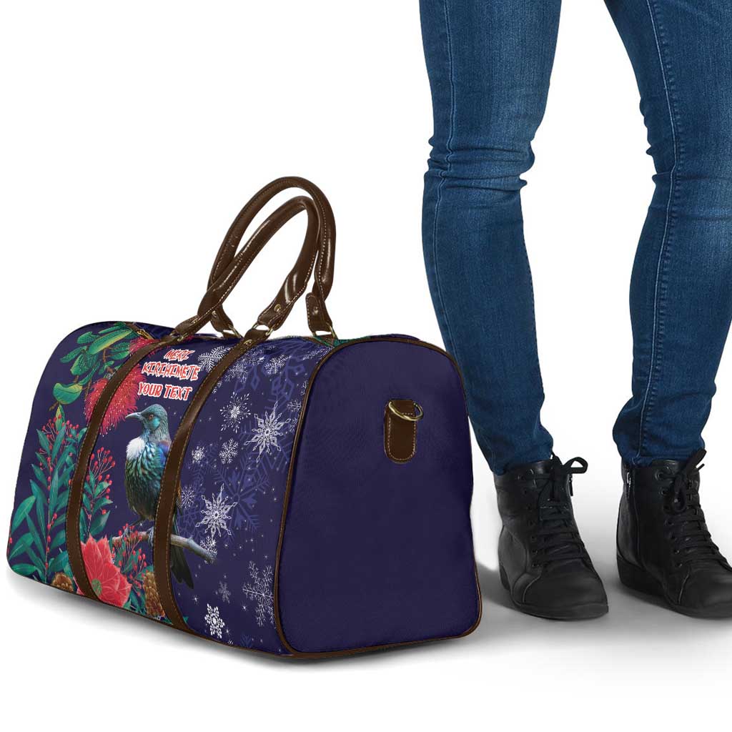 Tui Meri Kirihimete Personalised Travel Bag Pohutukawa Flowers Blue Motif LT9 - Polynesian Pride