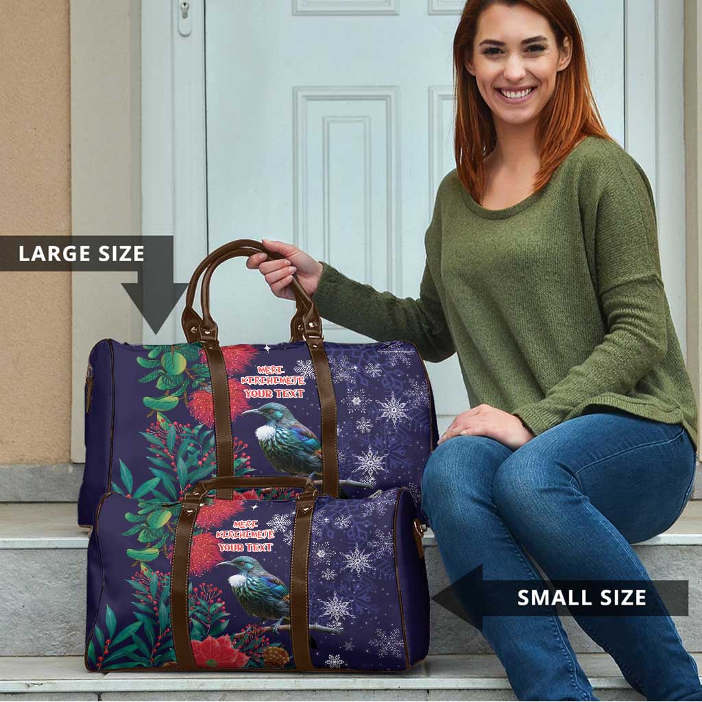 Tui Meri Kirihimete Personalised Travel Bag Pohutukawa Flowers Blue Motif LT9 - Polynesian Pride