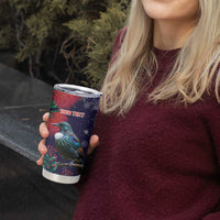 Tui Meri Kirihimete Personalised Tumbler Cup Pohutukawa Flowers Blue Motif LT9 - Polynesian Pride
