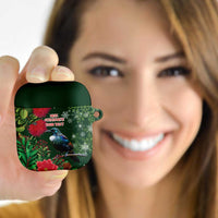 Tui Meri Kirihimete Personalised AirPods Case Pohutukawa Flowers Green Motif LT9 - Polynesian Pride