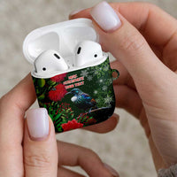Tui Meri Kirihimete Personalised AirPods Case Pohutukawa Flowers Green Motif LT9 - Polynesian Pride