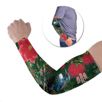 Tui Meri Kirihimete Personalised Arm Sleeves Pohutukawa Flowers Green Motif LT9 Set of 2 Green - Polynesian Pride