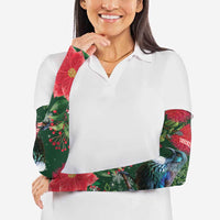 Tui Meri Kirihimete Personalised Arm Sleeves Pohutukawa Flowers Green Motif LT9 - Polynesian Pride