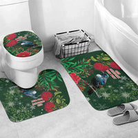 Tui Meri Kirihimete Personalised Bathroom Set Pohutukawa Flowers Green Motif LT9 Mat Set Only (3 pcs) One Size Green - Polynesian Pride