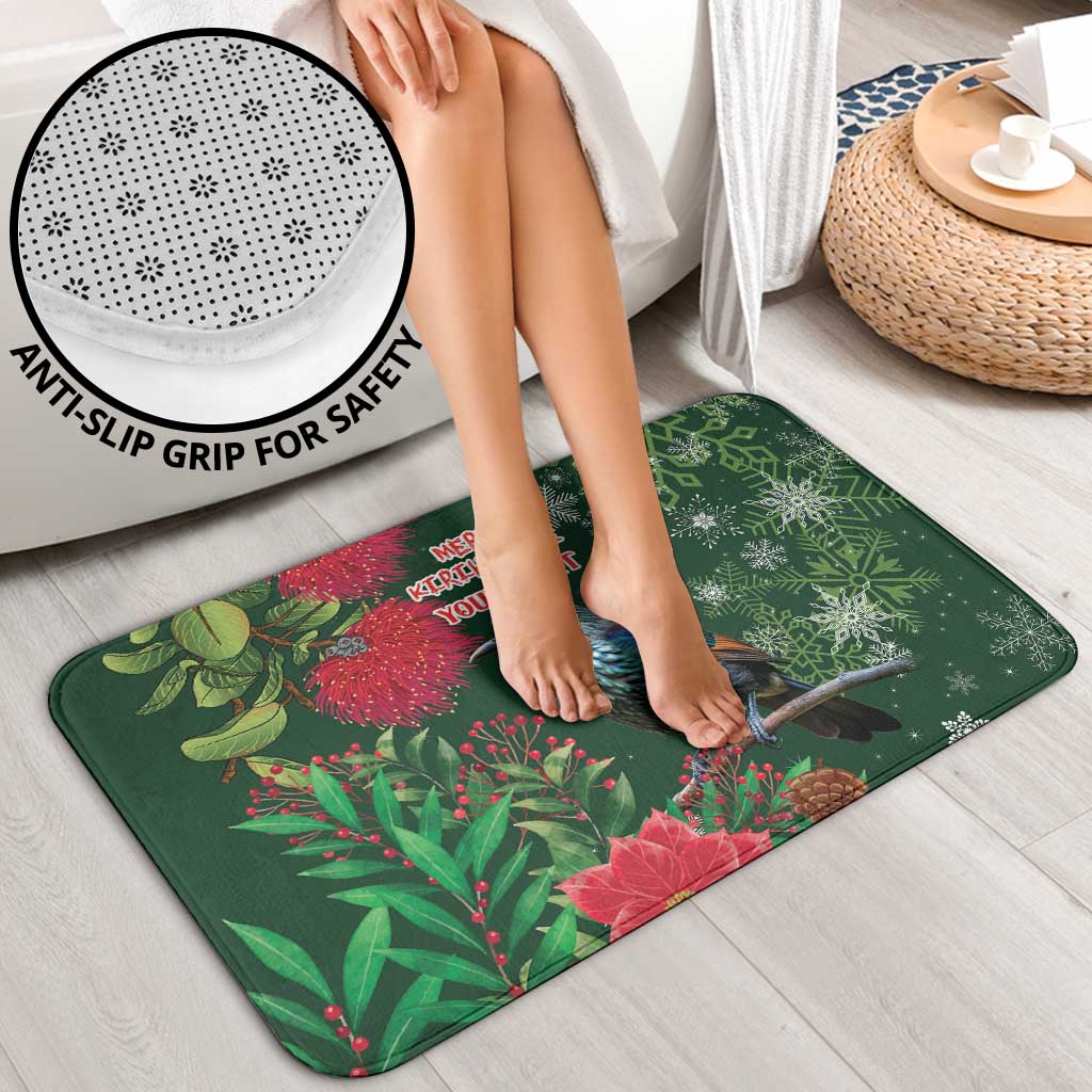 Tui Meri Kirihimete Personalised Bathroom Set Pohutukawa Flowers Green Motif LT9 - Polynesian Pride