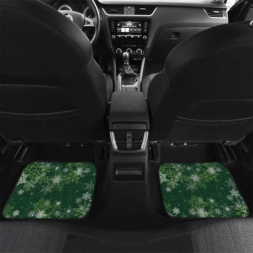 Tui Meri Kirihimete Personalised Car Mats Pohutukawa Flowers Green Motif LT9 Set 2pcs - Back Green - Polynesian Pride