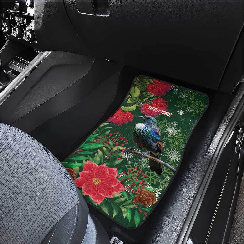 Tui Meri Kirihimete Personalised Car Mats Pohutukawa Flowers Green Motif LT9 - Polynesian Pride