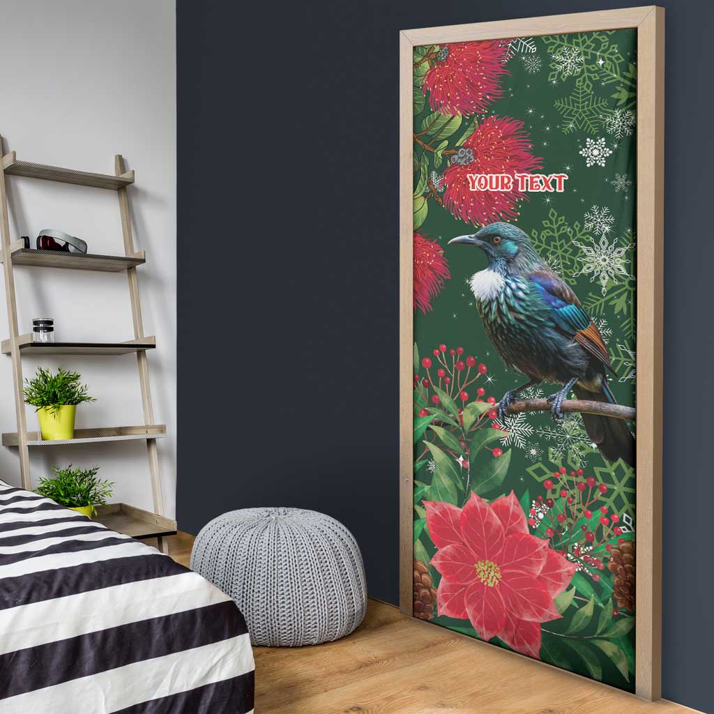 Tui Meri Kirihimete Personalised Door Cover Pohutukawa Flowers Green Motif LT9 - Polynesian Pride