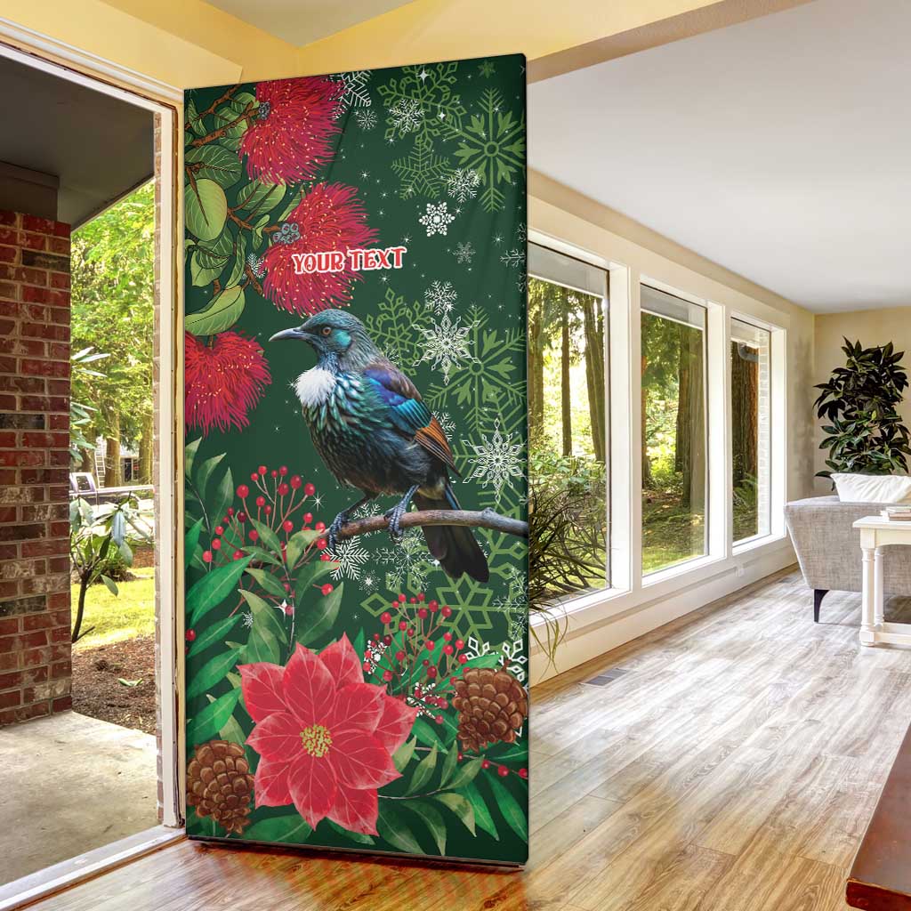 Tui Meri Kirihimete Personalised Door Cover Pohutukawa Flowers Green Motif LT9 - Polynesian Pride