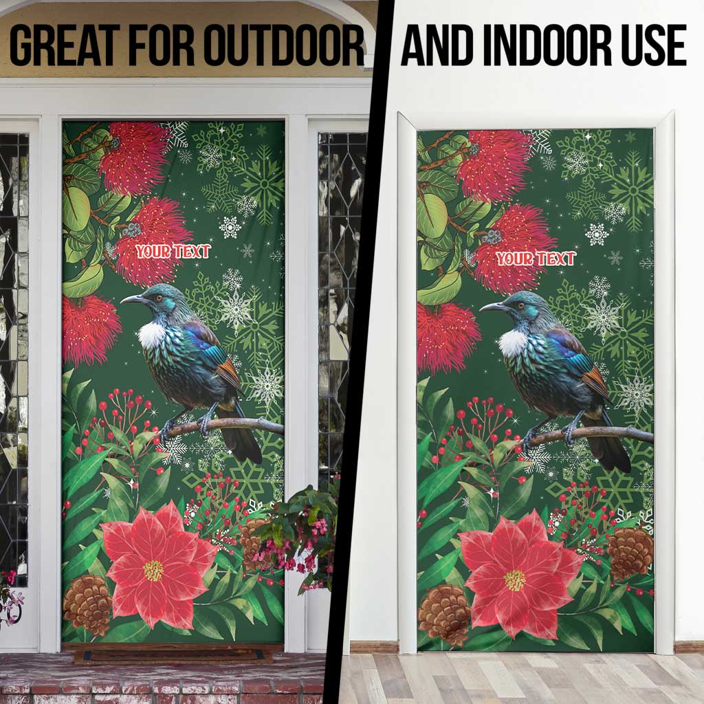 Tui Meri Kirihimete Personalised Door Cover Pohutukawa Flowers Green Motif LT9 - Polynesian Pride