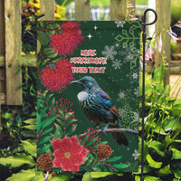 Tui Meri Kirihimete Personalised Garden Flag Pohutukawa Flowers Green Motif LT9 Garden Flag Green - Polynesian Pride