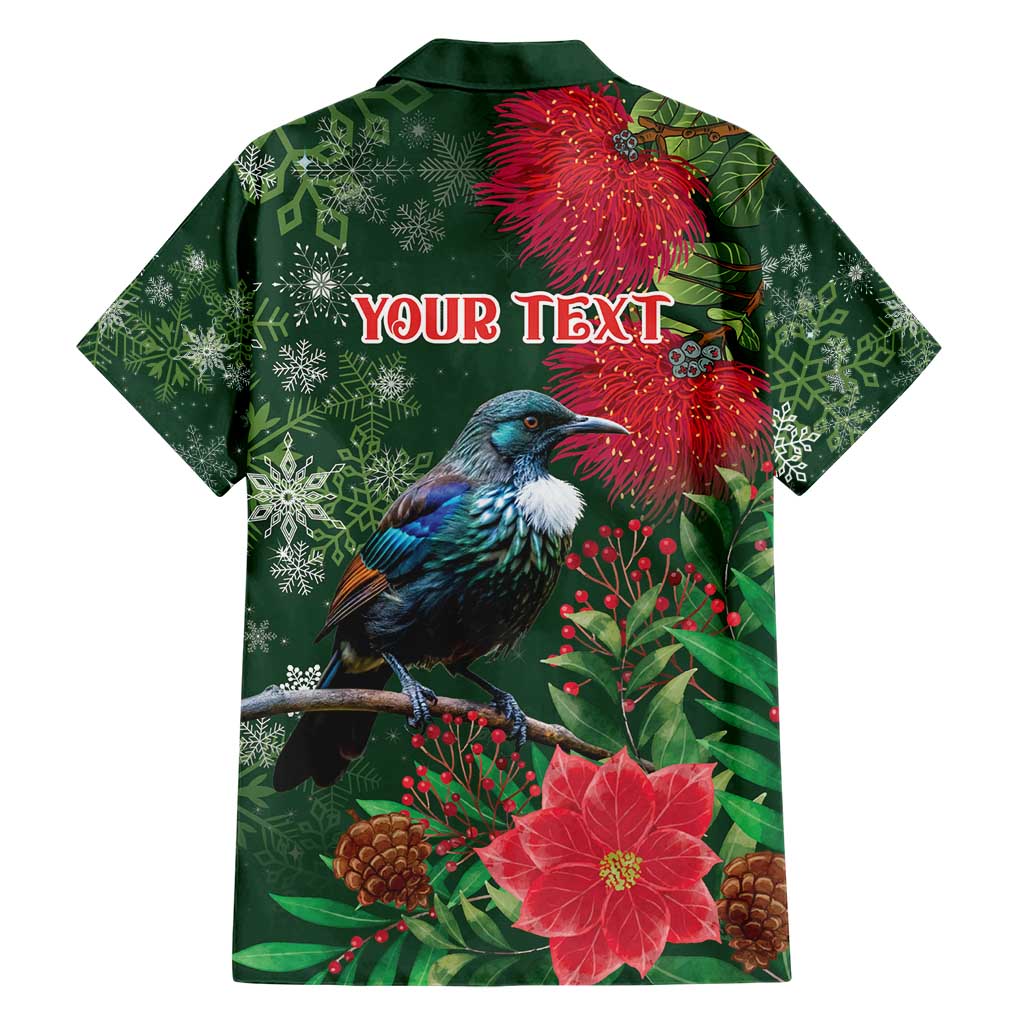 Tui Meri Kirihimete Personalised Hawaiian Shirt Pohutukawa Flowers Green Motif LT9 - Polynesian Pride
