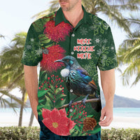 Tui Meri Kirihimete Personalised Hawaiian Shirt Pohutukawa Flowers Green Motif LT9 - Polynesian Pride