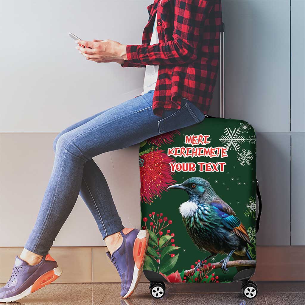 Tui Meri Kirihimete Personalised Luggage Cover Pohutukawa Flowers Green Motif LT9 - Polynesian Pride