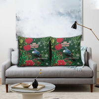 Tui Meri Kirihimete Personalised Pillow Cover Pohutukawa Flowers Green Motif LT9 - Polynesian Pride