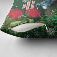 Tui Meri Kirihimete Personalised Pillow Cover Pohutukawa Flowers Green Motif LT9 - Polynesian Pride