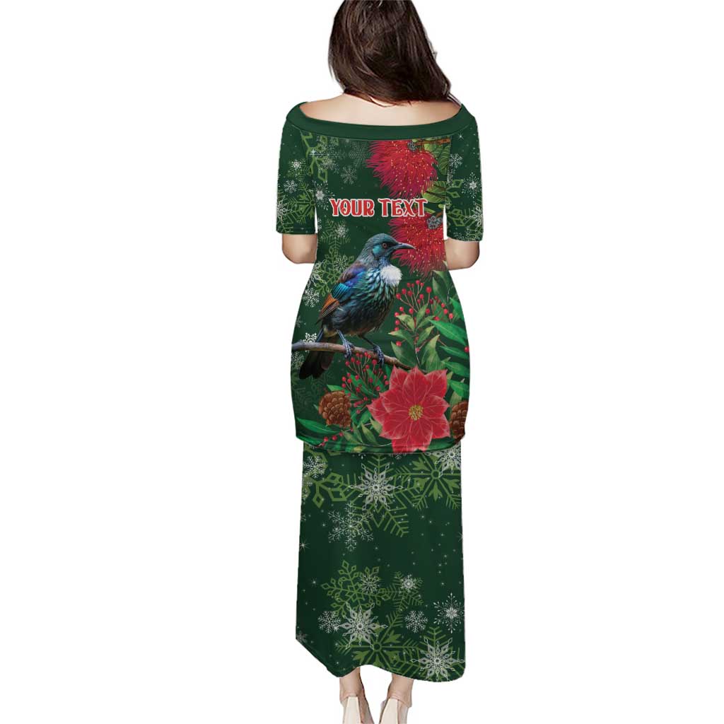 Tui Meri Kirihimete Personalised Puletasi Pohutukawa Flowers Green Motif LT9 - Polynesian Pride