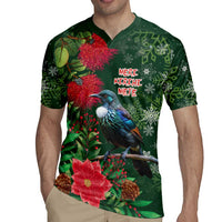 Tui Meri Kirihimete Personalised Rugby Jersey Pohutukawa Flowers Green Motif LT9 - Polynesian Pride