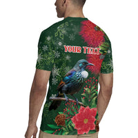 Tui Meri Kirihimete Personalised Rugby Jersey Pohutukawa Flowers Green Motif LT9 - Polynesian Pride