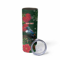 Tui Meri Kirihimete Personalised Skinny Tumbler Pohutukawa Flowers Green Motif LT9 - Polynesian Pride
