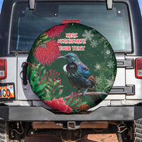 Tui Meri Kirihimete Personalised Spare Tire Cover Pohutukawa Flowers Green Motif LT9 Green - Polynesian Pride