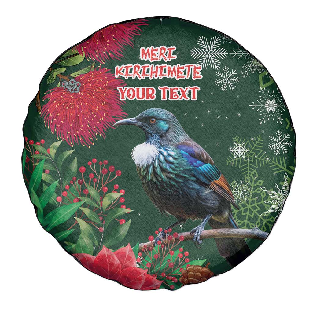 Tui Meri Kirihimete Personalised Spare Tire Cover Pohutukawa Flowers Green Motif LT9 - Polynesian Pride