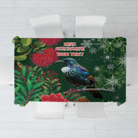 Tui Meri Kirihimete Personalised Tablecloth Pohutukawa Flowers Green Motif LT9 Green - Polynesian Pride