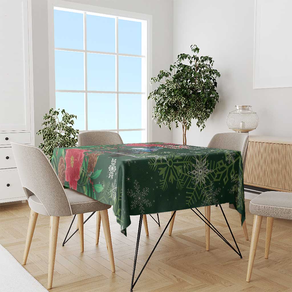 Tui Meri Kirihimete Personalised Tablecloth Pohutukawa Flowers Green Motif LT9 - Polynesian Pride