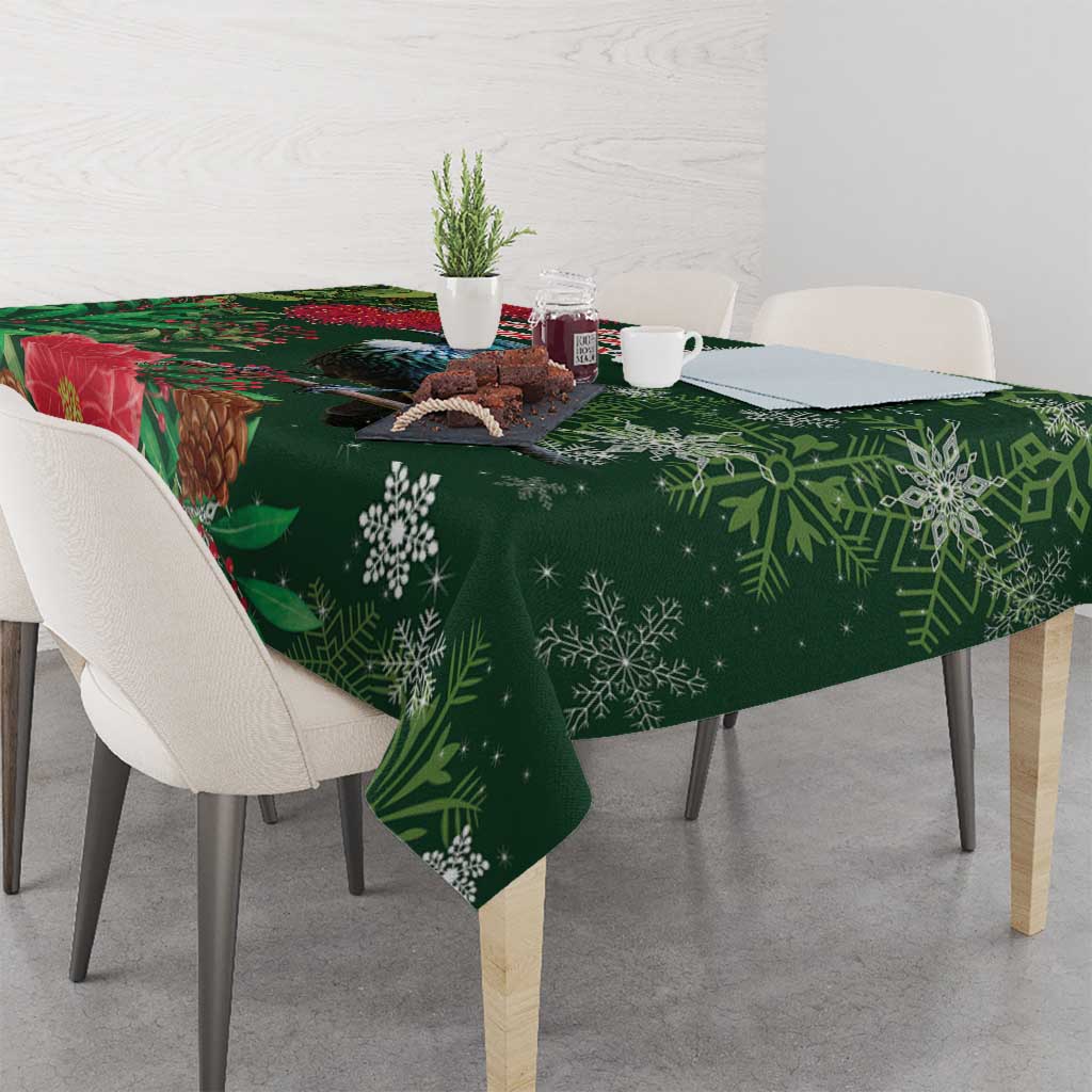 Tui Meri Kirihimete Personalised Tablecloth Pohutukawa Flowers Green Motif LT9 - Polynesian Pride